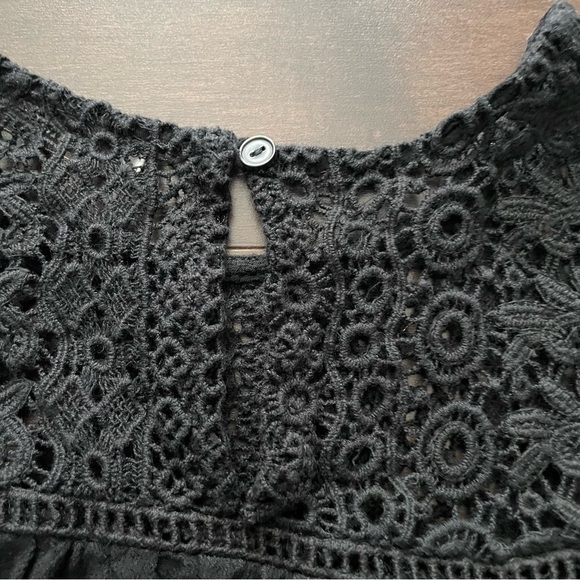 Black Embroidered Mini Sleeve Summer Tshirt by Mandee Women’s Small - Picture 7 of 8